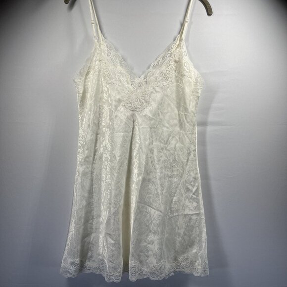 Victoria's Secret Chemise Nightgown Size Small Ivory Satin Lace Strappy Pullover - Picture 3 of 5